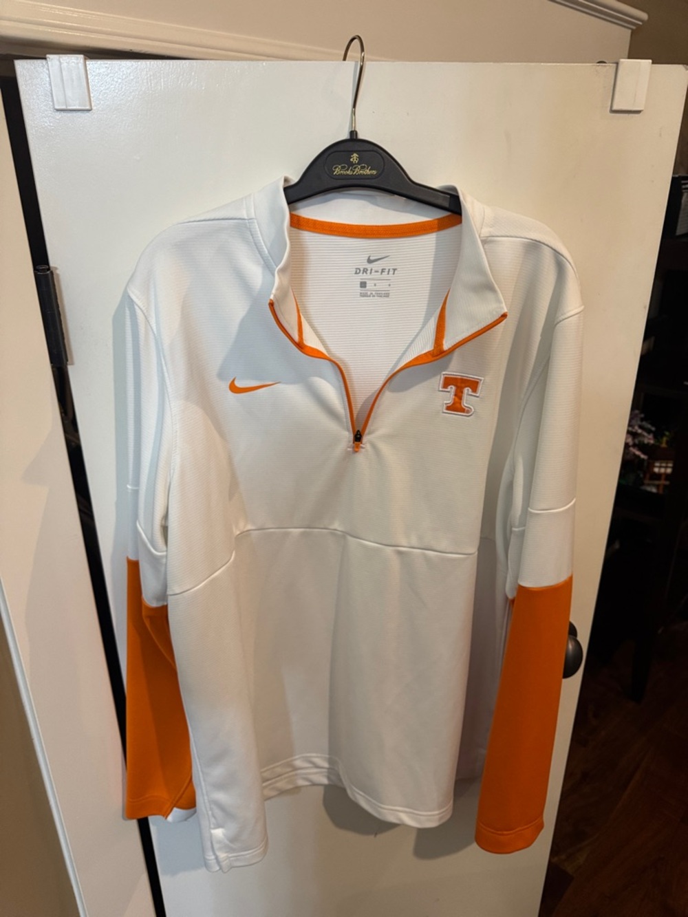Nike White & Orange Dri-FIT Quarter-Zip Pullover with 'T' Patch